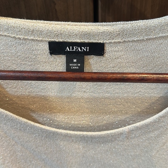 Alfano Asymmetrical Beige Shimmer Top Size M - Picture 3 of 5